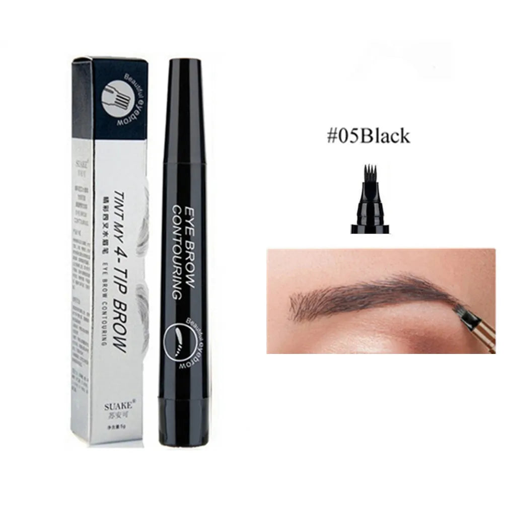 4D Microblading Eyebrow Pen 4 Forks Tip Eyebrow Tattoo Pencil Long Lasting Fine Sketch Liquid Eye Brow Make Up