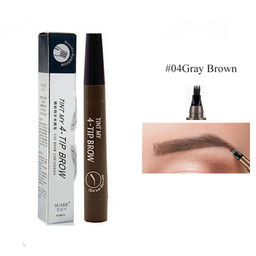 4D Microblading Eyebrow Pen 4 Forks Tip Eyebrow Tattoo Pencil Long Lasting Fine Sketch Liquid Eye Brow Make Up