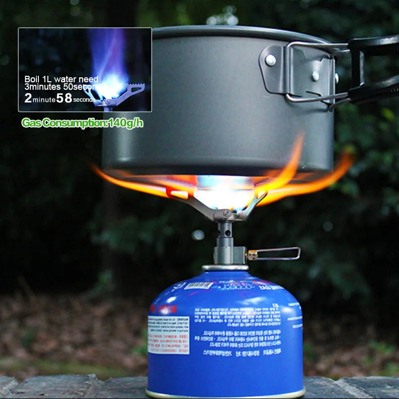 Outdoor Gas Stove Camping Gas Burner Portable Mini Titanium Stove Survival Furnace Pocket Picnic Gas Cooker -3000T