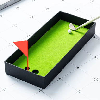 Golf Pen Set Mini Desktop Golf Ball Pen Gift Includes Putting Green 3 Clubs Pen Balls and Flag Desk Games