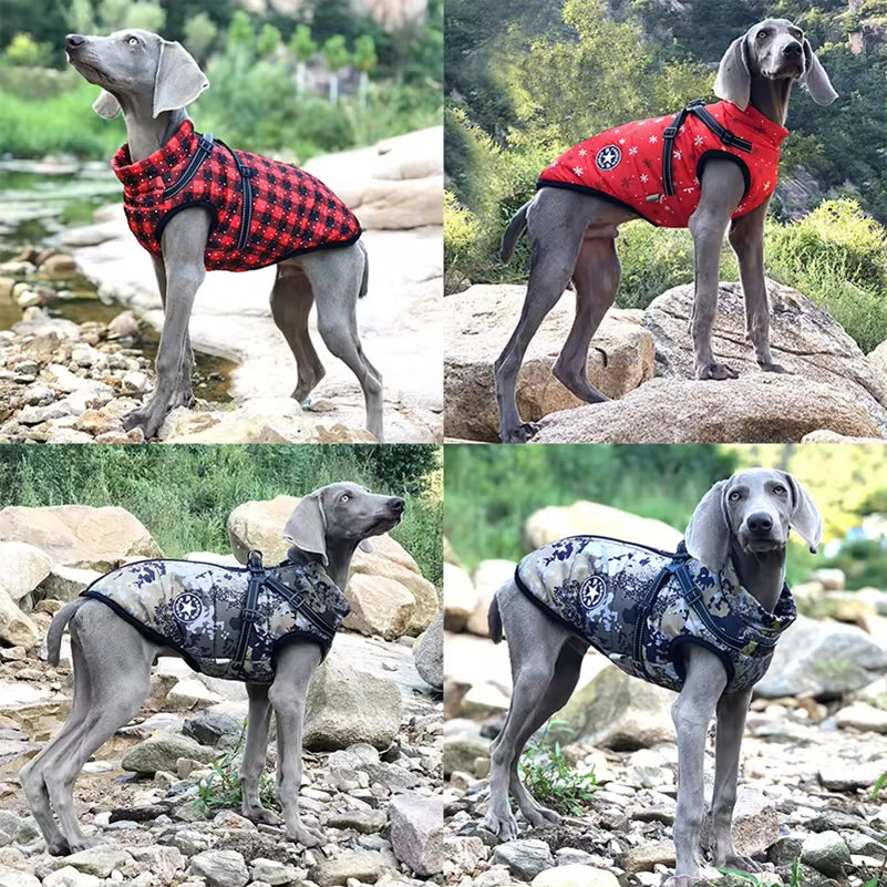 Winter Dog Clothes for Small Dogs Warm Fleece Large Dog Jacket Waterproof Pet Coat with Harness Chihuahua Clothing Puppy Costume