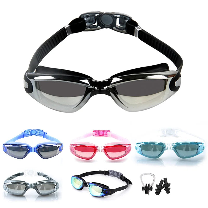 Swimming Goggles for Men Women Anti-Fog Uv Prescription Waterproof Silicone Adjust Swim Pool Eyewear Adults Kids Diving Glasses